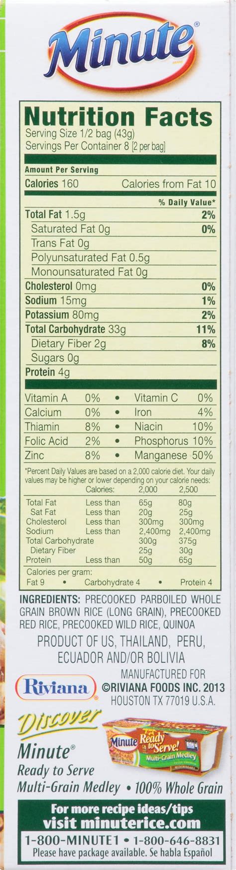 minute brown rice cups nutrition facts