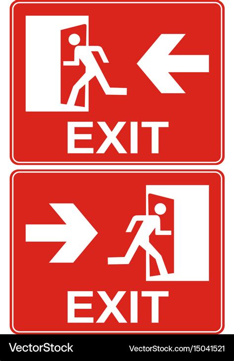 Red exit sign emergency fire exit door and exit Vector Image