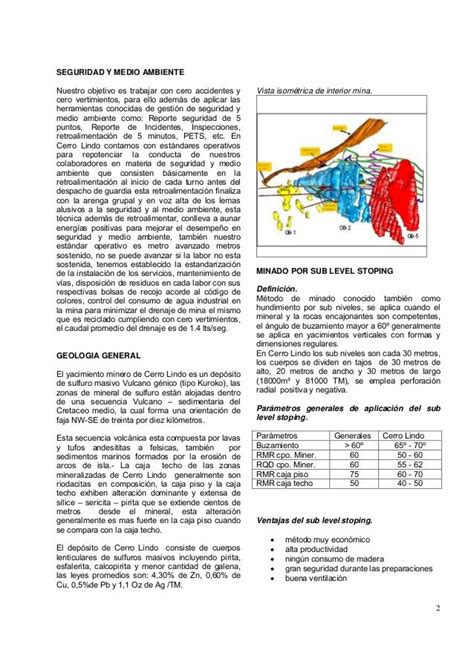 Minado por sub level stoping milpo – cerro lindo