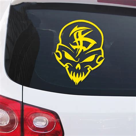 Reflective skull design decals on car,auto styling vinyl cover die cut stickers and labels on ...