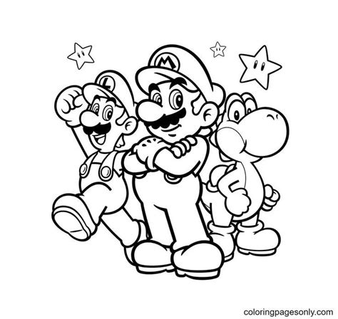 Luigi, Mario and Yoshi Coloring Pages | Mario bros para colorear, Mario para colorear, Páginas ...