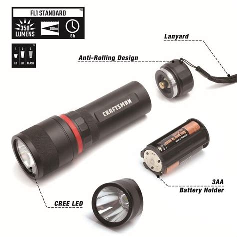 CRAFTSMAN LED flashlight 350-Lumen 3 Modes LED Flashlight in the Flashlights department at Lowes.com