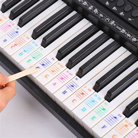 Colorful Detachable Music Decal Notes Piano Keyboard Stickers 61 Or 88-Key Electronic Piano ...