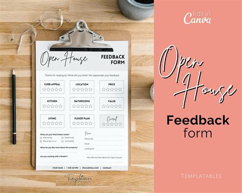 Open House Feedback Form, Editable Open House Template for Realtors, Real Estate Welcome Signs ...