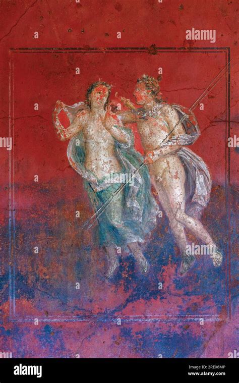 Pompeii Archaeological Site, Campania, Italy. Fresco of male and female ...