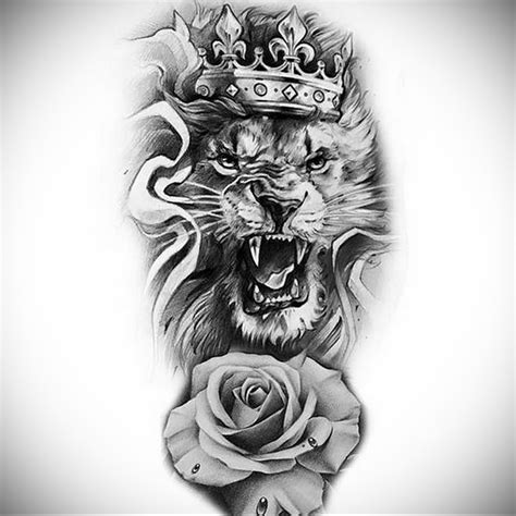 Lion With Crown Tattoo Drawing