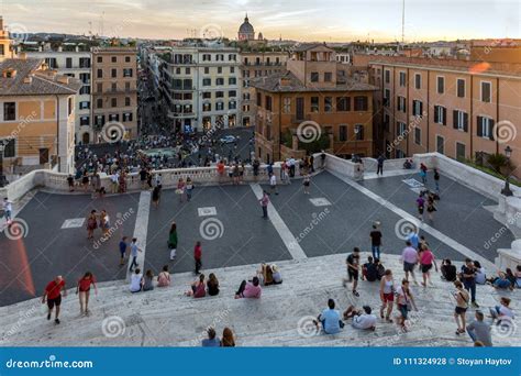 Amazing Sunset View of Spanish Steps and Piazza Di Spagna in City of ...