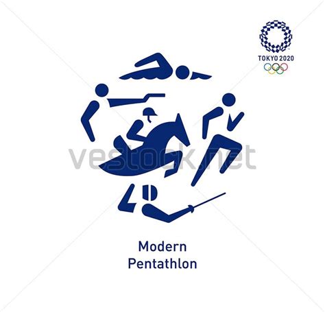 Modern Pentathlon Pictogram, Tokyo 2020 Olympics Pictograms Vector | Pentathlon, 2020 olympics ...