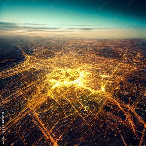 Aerial view night city, ai generated illustration Stock Illustration | Adobe Stock