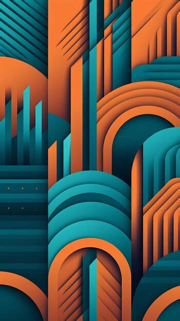 Premium AI Image | Abstract teal and orange geometric background with different shapes