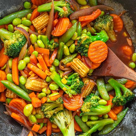 Stir-Fried Frozen Vegetables in Sesame Ginger Sauce - Familystyle Food