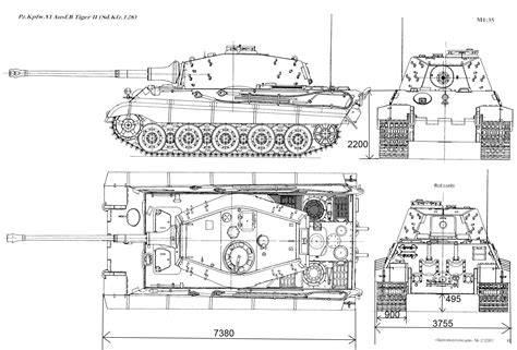 Tiger II Blueprint - Download free blueprint for 3D modeling