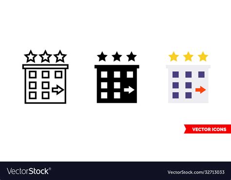 Hotel check out icon 3 types isolated Royalty Free Vector