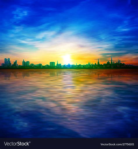 Abstract spring sunrise background with blue sky Vector Image