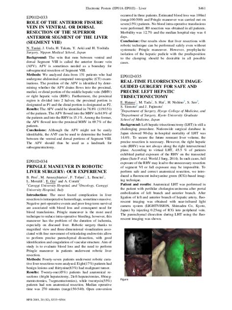 (PDF) Pringle maneuver in robotic liver surgery: our experience | Benedetta Pesi - Academia.edu