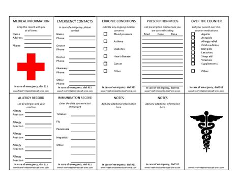 Free Wallet-sized Medical Information Card | PDF Template | Form Download