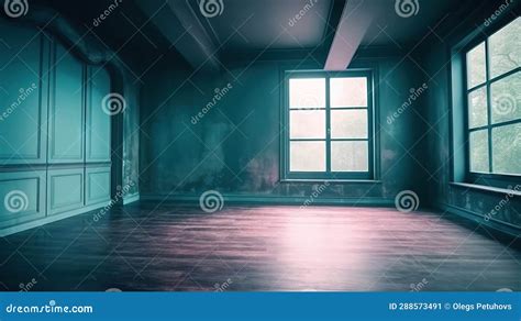 An Empty Room with a Large Window and a Wooden Floor Stock Illustration ...