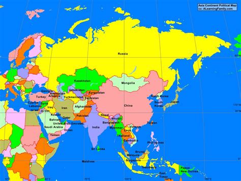 Asia: Asian Continent Political Map - A Learning Family