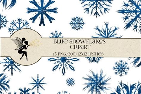 Blue Snowflakes Clipart, 15 PNG Xmas Graphic by Pixy Art Store · Creative Fabrica