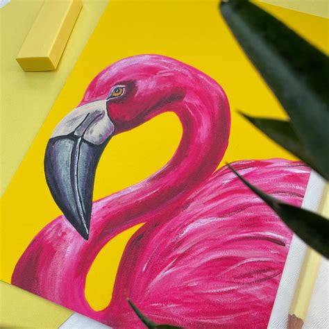 Flamingo bird art print of acrylic painting | Etsy