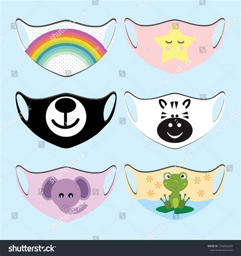 Cute Face Mask Design Kids Vector Stock Vector (Royalty Free ...