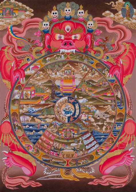 Tibetan Buddhism Wheel of Life (Samsara) Bhavechakra Mudra Fine Thangka Lama Painting Nepal free ...