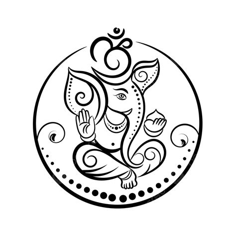 Lord Ganesh Outline Logo Illustration With Om Symbol, Lord Drawing ...