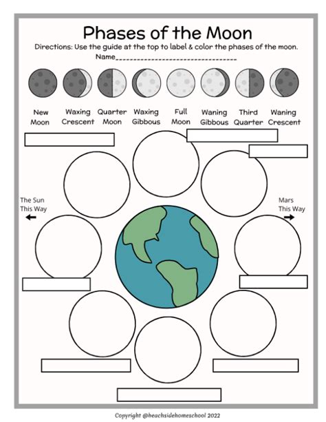 Phases of the Moon Diagram - Beachside Homeschool