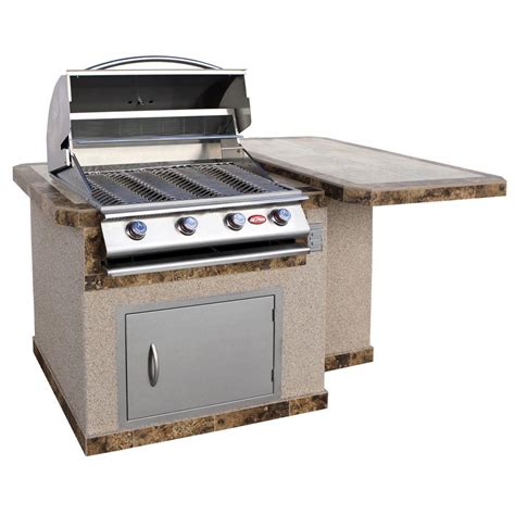 Cal Flame 6 ft. Stucco Grill Island with Tile Top and 4-Burner Gas ...