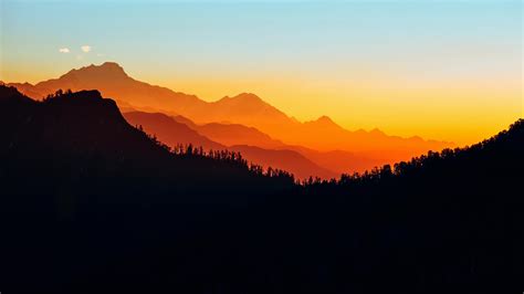 Sunset Silhouette Mountains HD desktop wallpaper : Widescreen : High ...