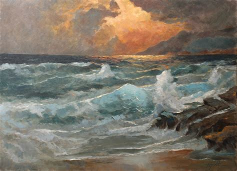 Eventide Sea and Waves - Oil Painting - Fine Arts Gallery - Original ...