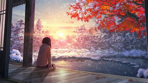 Anime, Scenery, Autumn, Sunset, 4K, 3840x2160, #53 Wallpaper PC Desktop