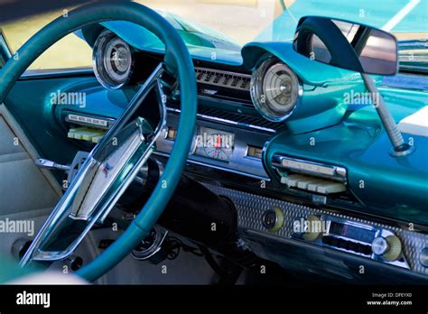 Interior closeup showing details of dashboard of a 1961 Plymouth Stock Photo: 61180168 - Alamy