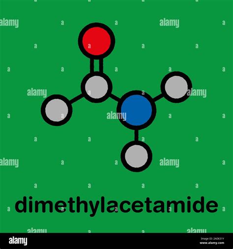 Dimethylacetamide (DMAc) chemical solvent molecule. Stylized skeletal formula (chemical ...