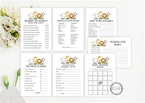 Safari Baby Shower Games, Safari Baby Shower, Baby Shower Game Templates, Instant Download Baby ...