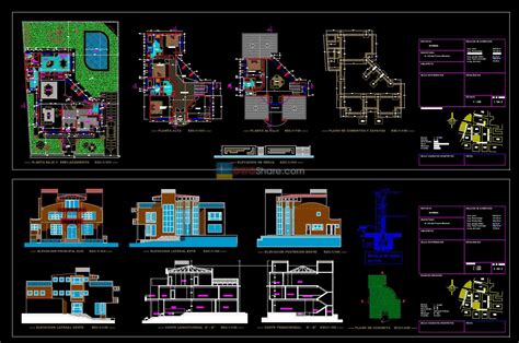 Modern Villa 2d AutoCAD File Free Download