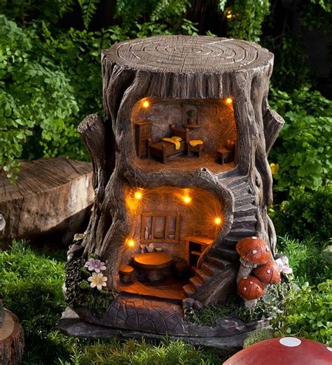 Two-Story Lighted Fairy House in Fairies Dragons and Fantasy Home in a Stump Home for Fairies ...