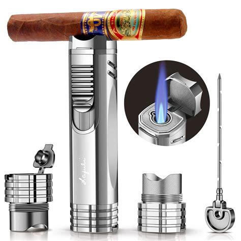 Buy LAFULI Cigar Lighter, Cigar Punch, Cigar Draw Enhancer, Cigar Holder,All-in-one Refillable ...