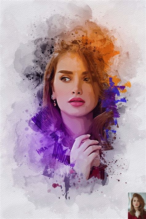 Portrait Drawing Watercolor Effect - Design Cuts