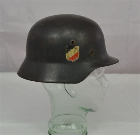 German WW2 Original M35 Double Decal Luftwaffe Helmet - Sally Antiques