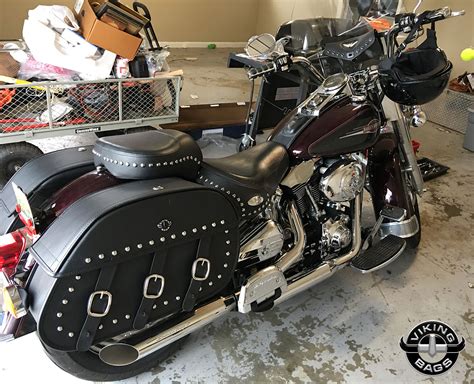 Harley Softail Heritage FLSTC Motorcycle Saddlebags Trianon Studded