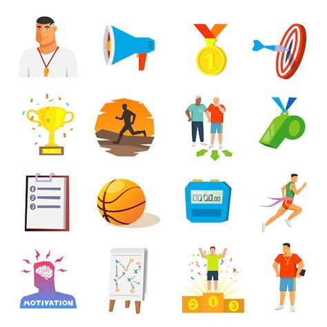 Free Vector | Coaching And Sport Flat Icons