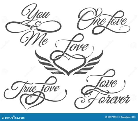 Love Lettering In Tattoo Style Stock Vector - Image: 66570551