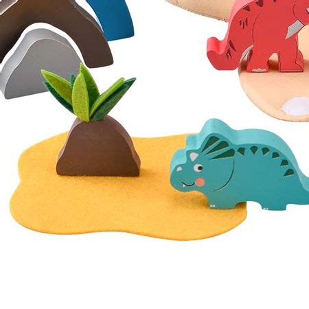 Wooden Dinosaur Playset with Volcano - My Wooden Toys