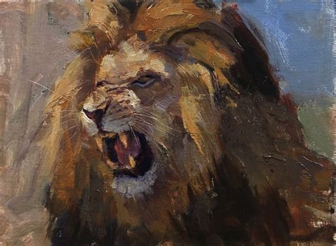 Lion Roaring Oil Painting – Dean Adams Art