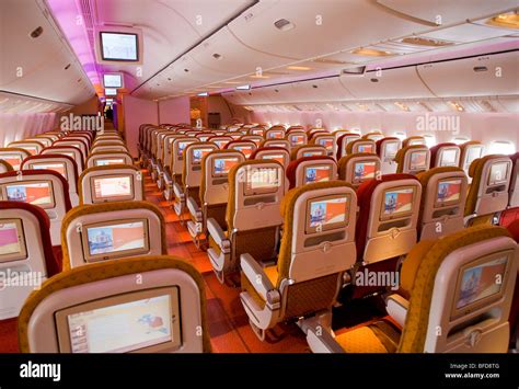 Cabin of Air India Boeing 777 showing in fight entertainment system Stock Photo - Alamy