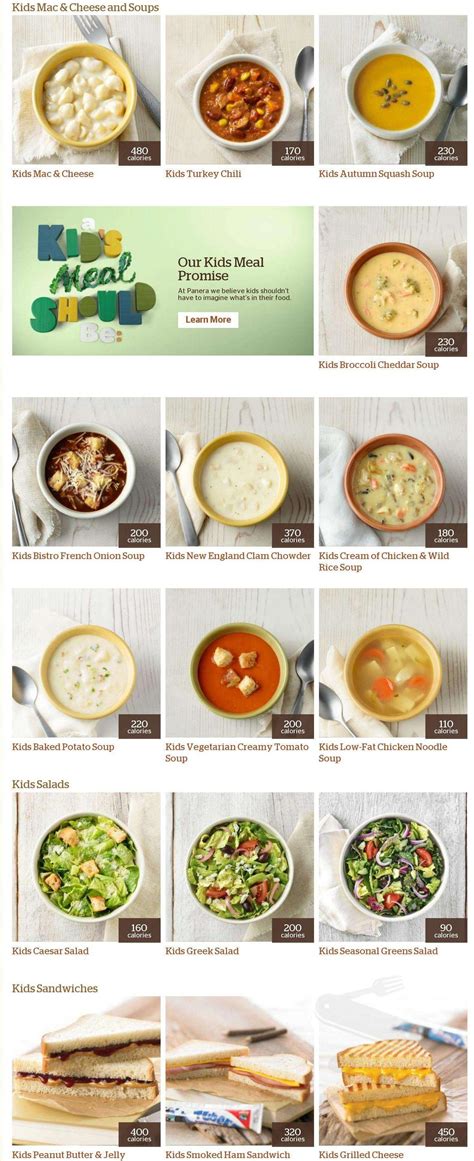 Panera Bread Menu Printable Menu