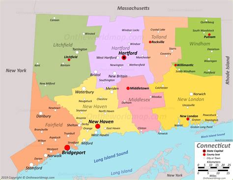 Connecticut State Map | USA | Maps of Connecticut (CT)