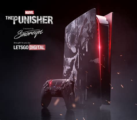 PS5 skin cover dedicated to Marvel character The Punisher | LetsGoDigital