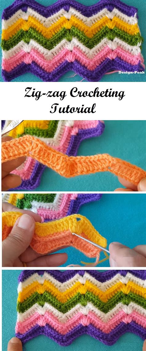 Crochet Beautiful Zigzag Stitch - Design Peak | Crochet, Crochet tutorial, Zig zag crochet